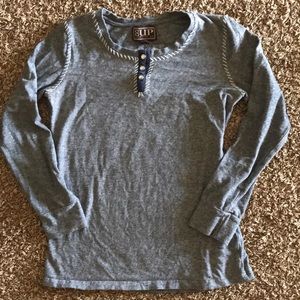 Grey Cowgirl Up long sleeve shirt with western stitching